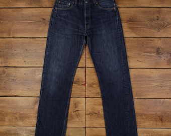 Levis 501 Jeans 33x34 Blue Regular Straight Dark Stonewash Red Tab Denim