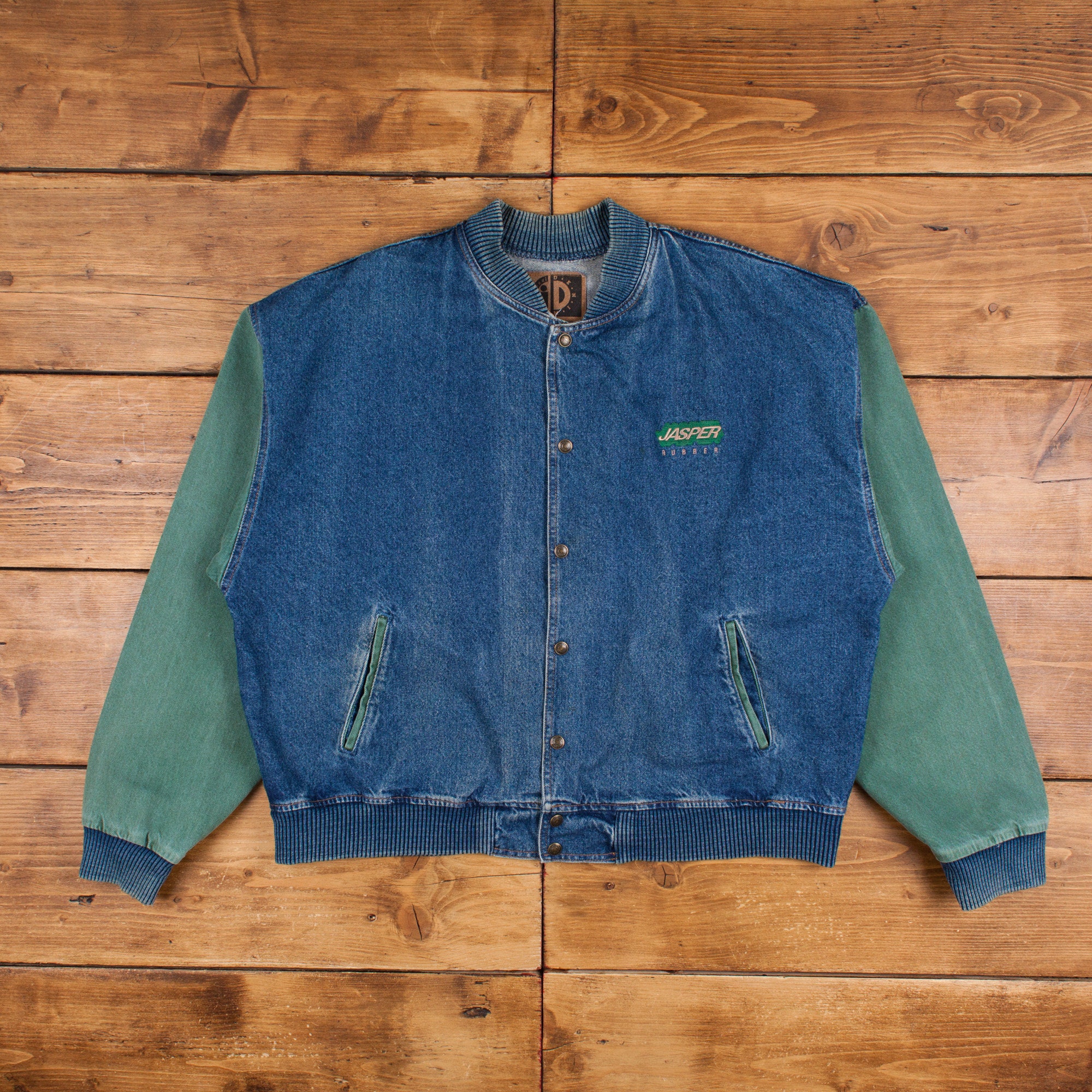 Vintage International Denim Varsity Jacket 2XL 90s Bomber Denim