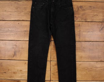 Levis 505 Jeans 34x29 Black Regular Straight Faded Stonewash Denim