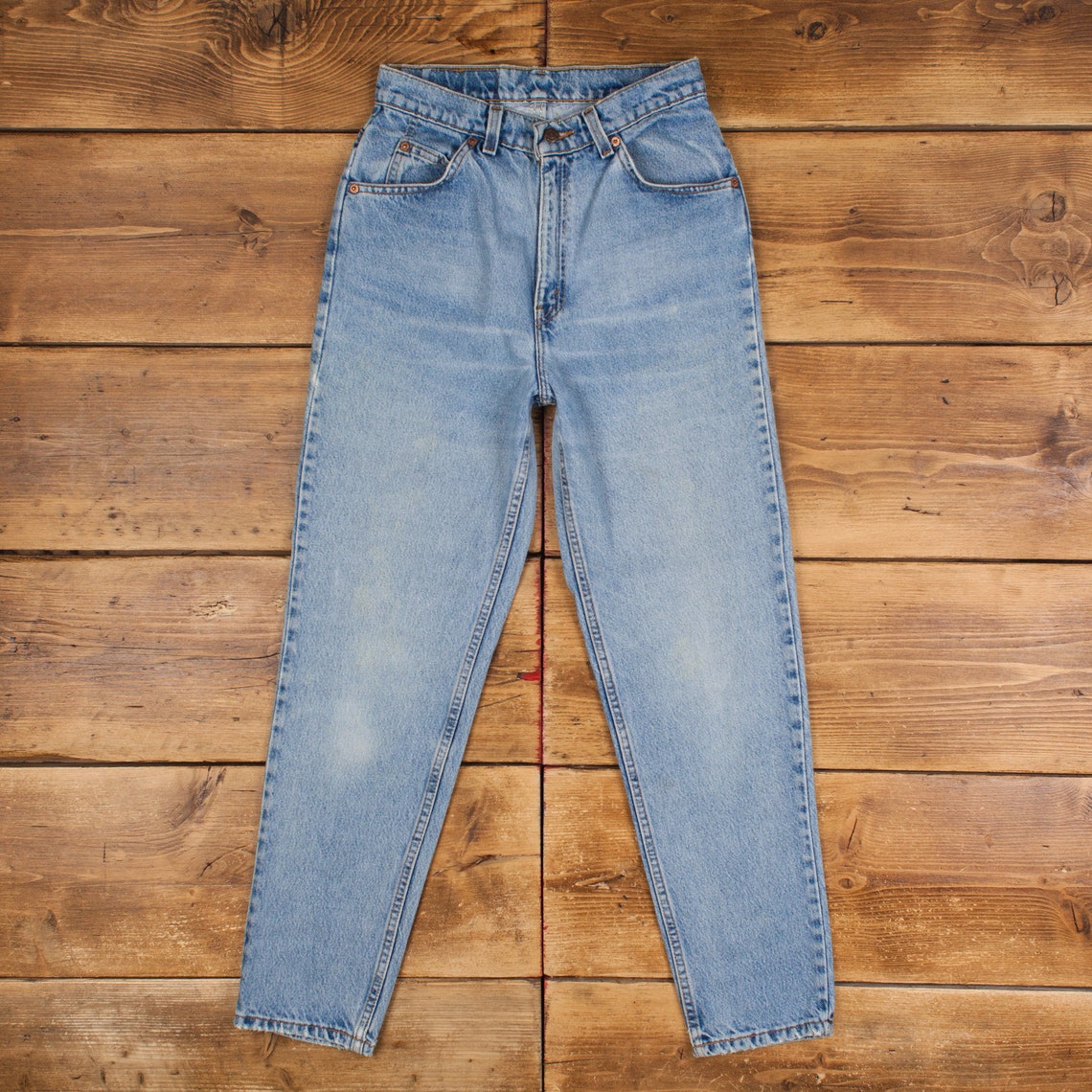 Vintage Levis Jeans 27 x 29 90s Stonewash Tapered Blue Womens Orange Tab Denim, foto 1 di 5