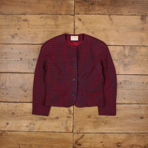 Vintage Pendleton Wool Jacket S 80s Bolero USA Made Check Red Womens