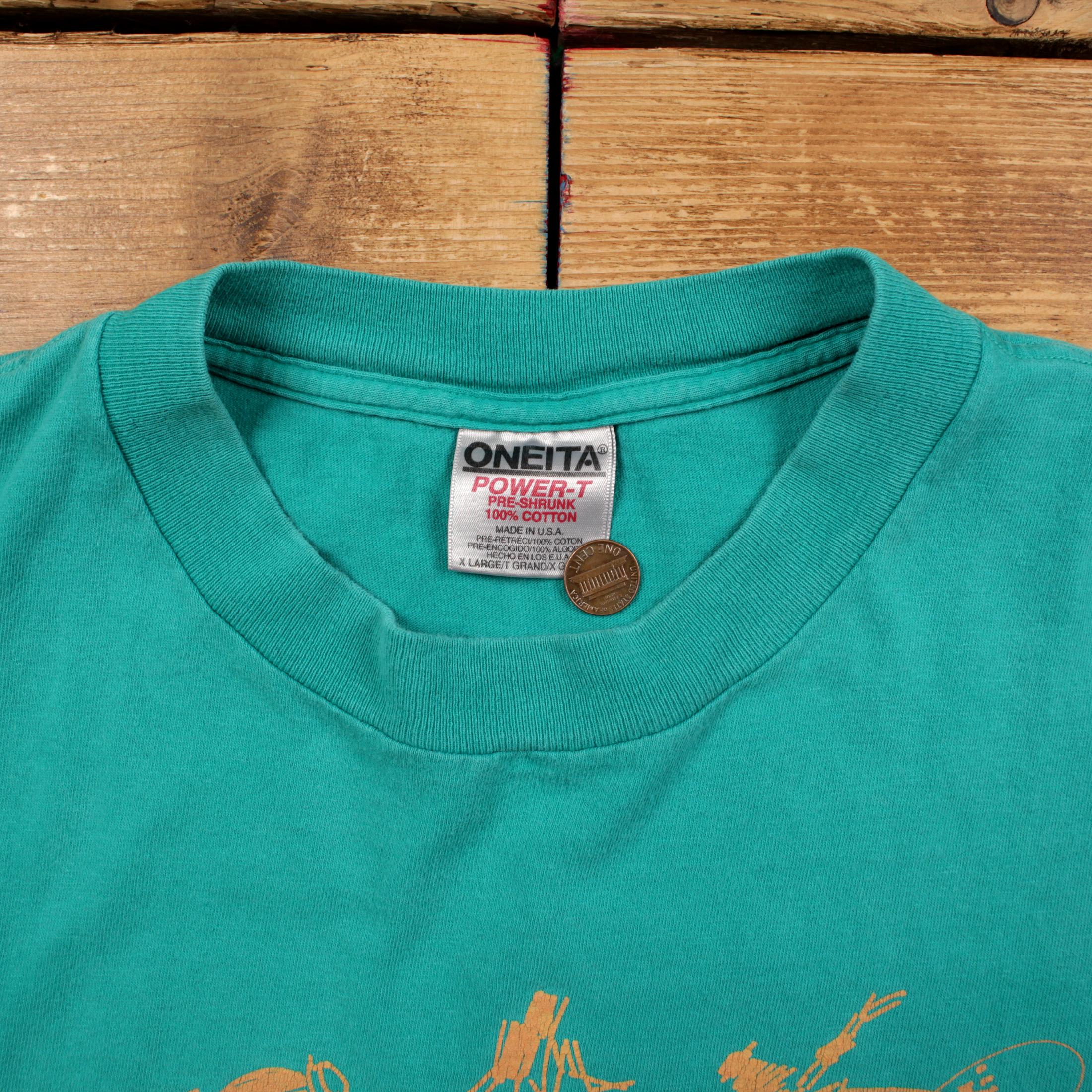 Vintage Oneita Single Stitch T Shirt Graphic XL 90s USA Made Bike