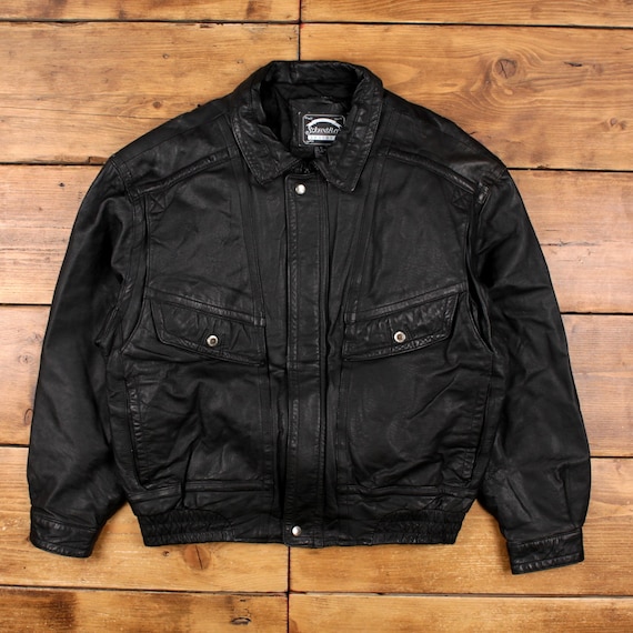 Vintage St John's Bay Leather Jacket XL Bomber Black - Etsy Israel