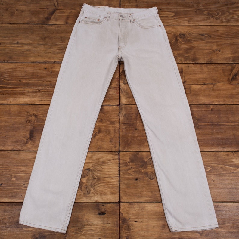 Vintage 90s Levis Levi 501 Beige Straight Leg Denim Jeans 31 X | Etsy