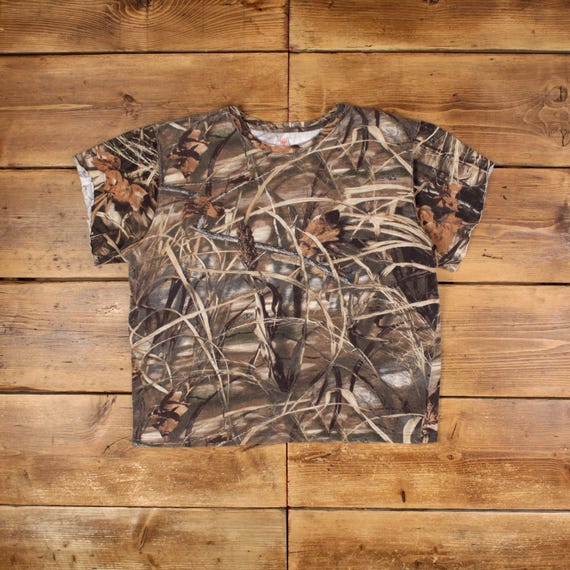 9090 Original Camo S/S Game Shirt XL かも柄 Vintage Realtree Camo T Shirt XL Game Winner Brown Tee - Etsy