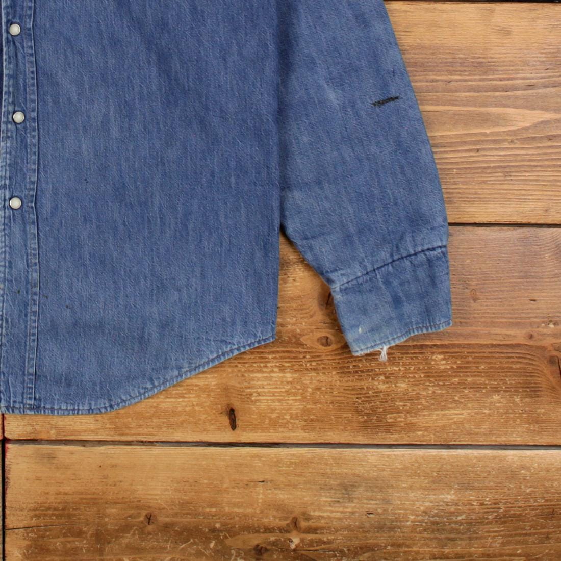 Vintage Jcpenney Denim Shirt Button M 90s Mens Long Sleeve