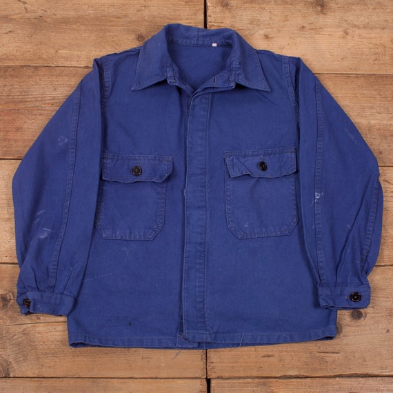 Mens Vintage Navy Blue French Utility Workwear Cho