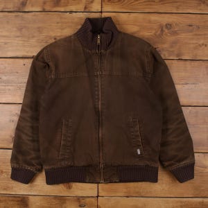 Chaqueta bomber Carhartt L para hombre, forrada de lona de pato marrón, ropa de trabajo, uso diario imagen 1