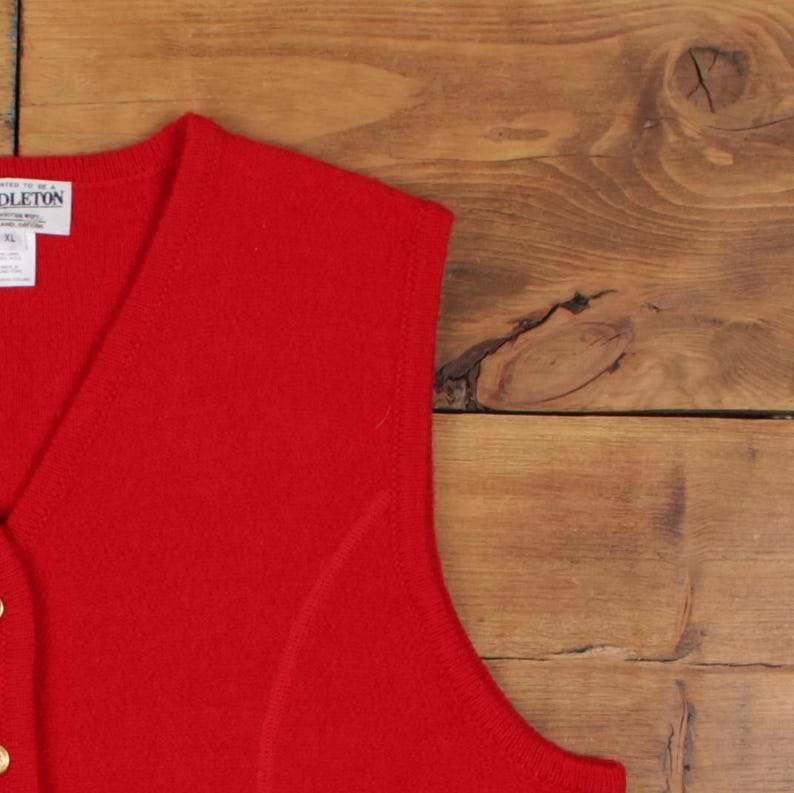 Vintage Pendleton Cardigan XL Vest Womens V-Neck Wool Red image 6