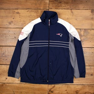 Vintage NFL Windbreaker Jacket XL New England Patriots Track Blue