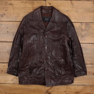ジャケット・アウター 1990s OLD Brown Leather Car Coat Vintage Leather Jacket L 90s Car Coat Brown - Etsy