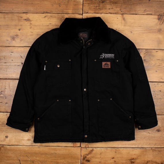 Vintage Old Mill Workwear Jacket L Embroidered Padded Black - Etsy