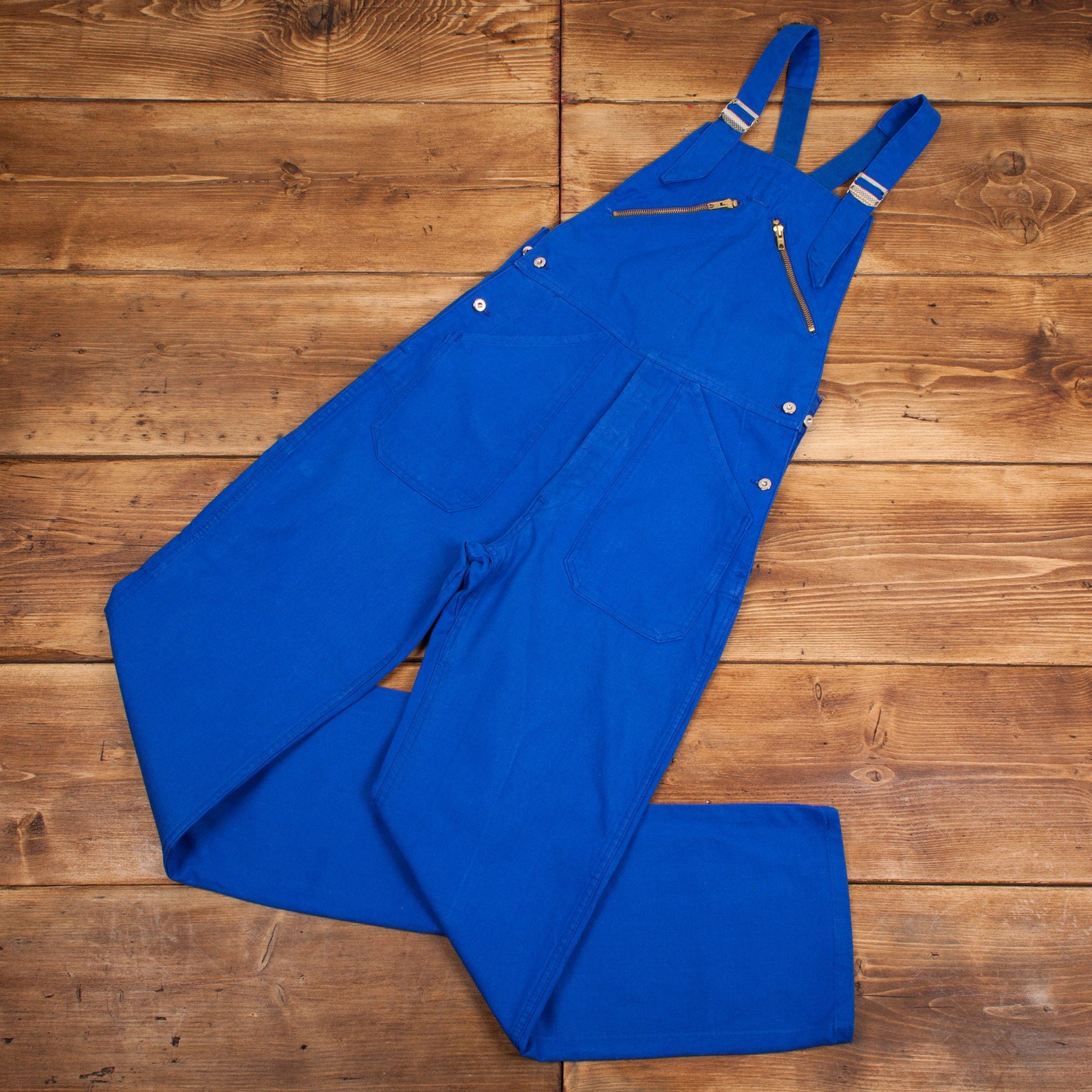 Vintage Royal Blue French Cotton Workwear Dungarees, £50