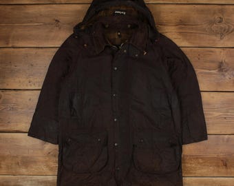 Vintage 1980s Barbour Wax Jacket / Fall Outerwear / Leather Coat