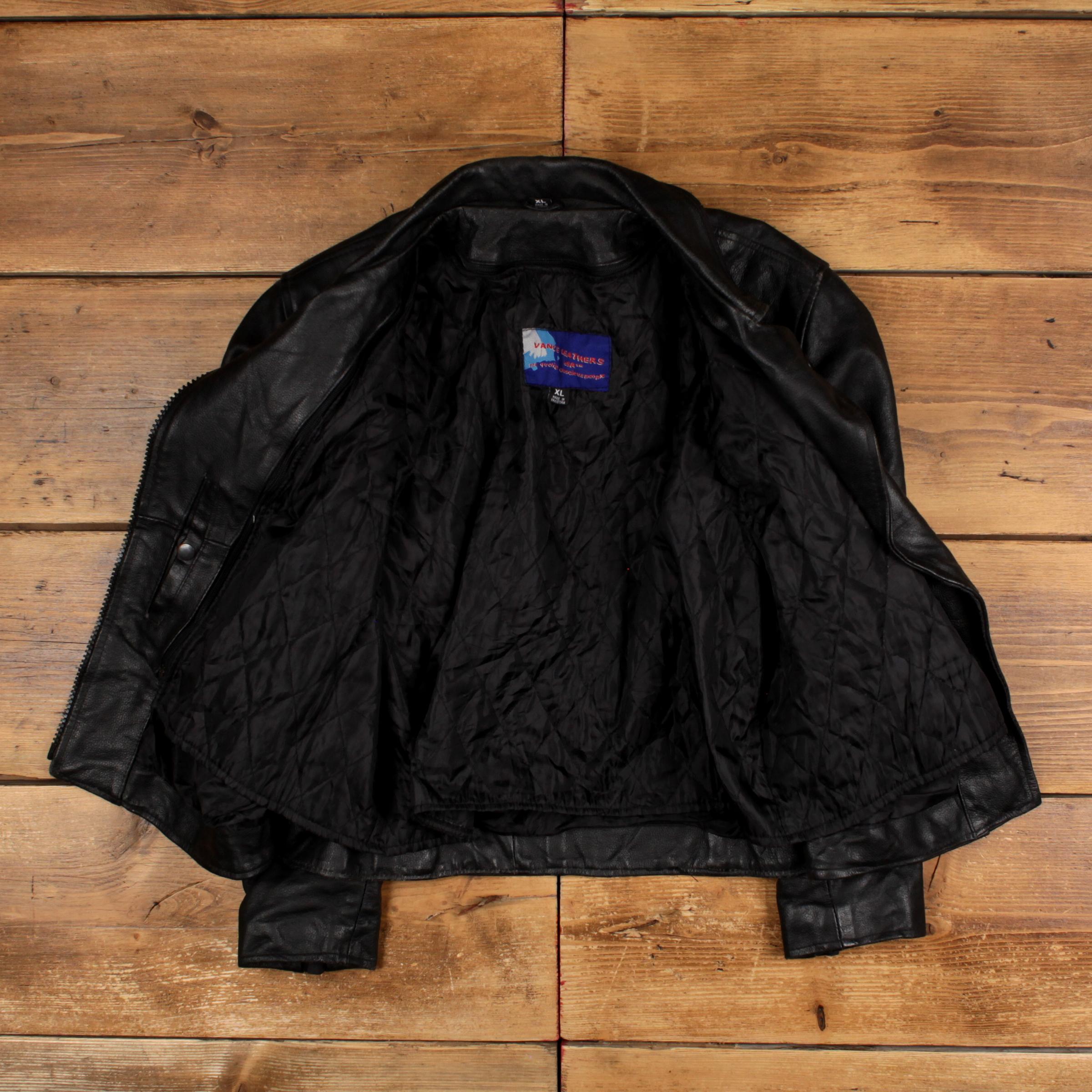 Vance Leathers Leather Jacket XL Womens 00s Black Moto Lined Heavy