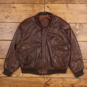 Vintage 80s/90s Mens MEMBERS ONLY Brown Leather Bomber