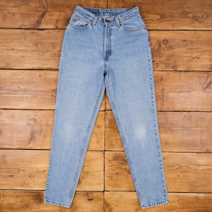 Vintage Levis 512 Jeans 28 x 32 USA Made 90s Stonewash Tapered Blue Womens