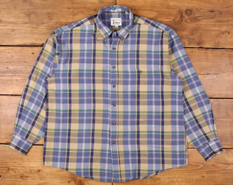 Vintage Orvis Flannel Shirt Button L Mens Long Sleeve Blue Check
