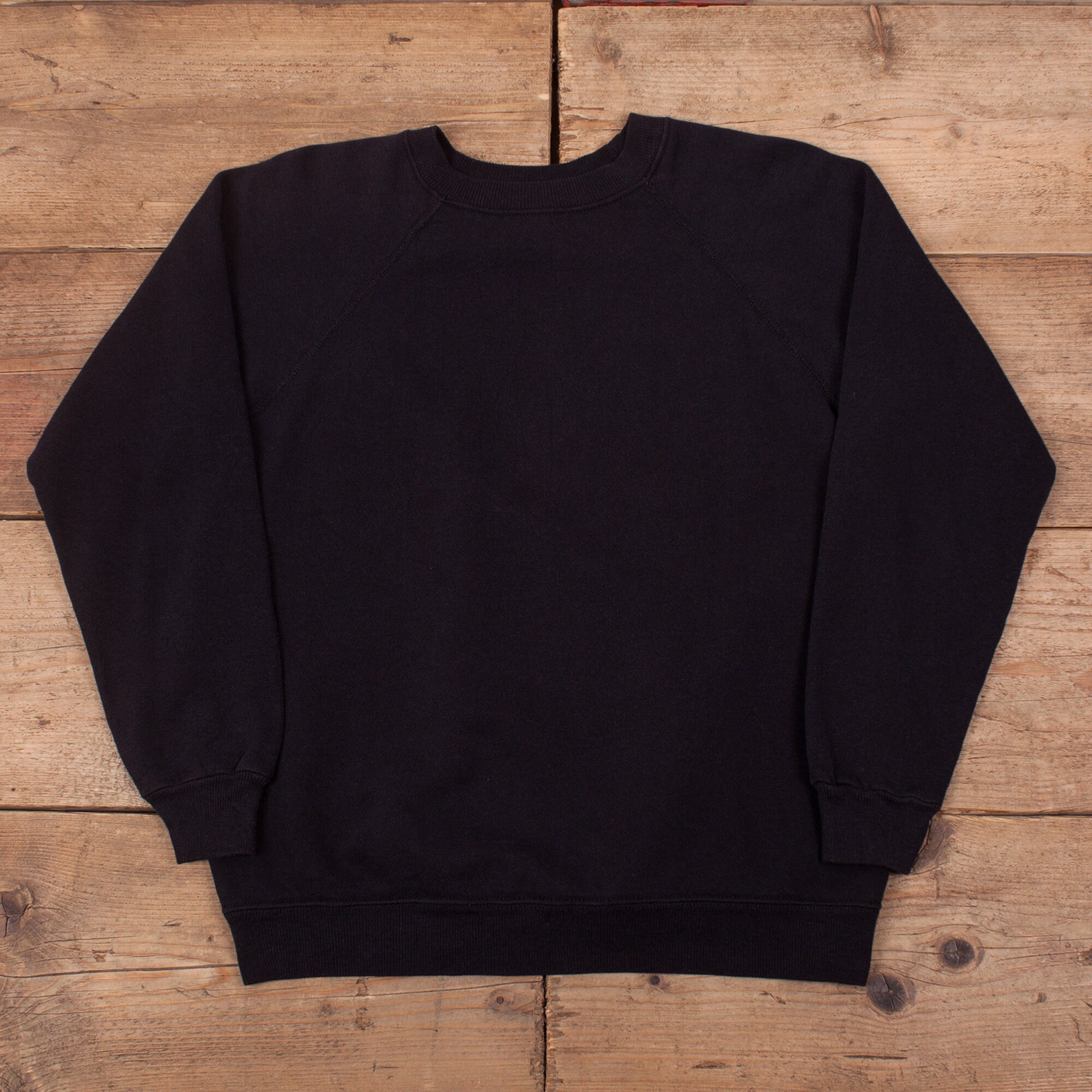 Image of Mens Vintage 90S Hanes Black Blank Raglan Sweatshirt Usa Made M 40" R19262