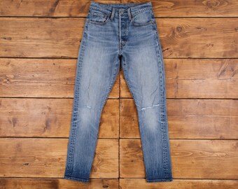 Vintage Levis 501 S Jeans 26 x 29 Medium Wash Skinny Blue Red Tab Denim