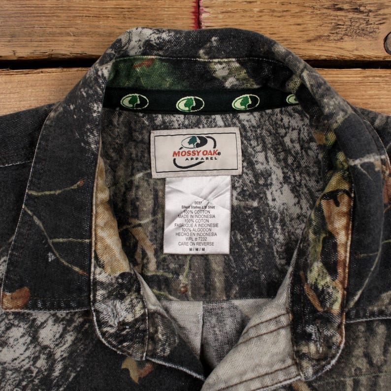 Vintage Mossy Oak Real Tree Shirt Button M Mens Long Sleeve Green Camouflage image 3