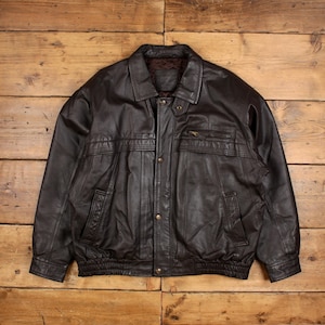 Vintage Leather Jacket XL Bomber Dad Brown