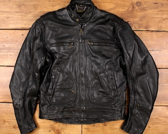 Vintage 1990s First Genuine Leather Biker Jacket / Motorcycle