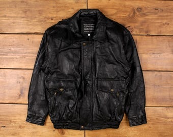 Vintage Napoline Leather Outfitters Leather Jacket 2XL Black Zip