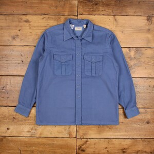 Vintage L.L.Bean Chamois Shirt Button M USA Made 90s Womens Long Sleeve Blue
