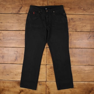 Vintage Polo Ralph Lauren Jeans Pants Trousers 35x32 Unisex Straight Black