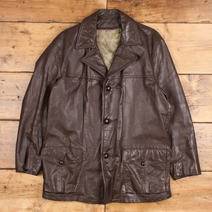 韓国 ファッション通販 Vintage Leather Jacket L 80s Lined Coat Brown Button - Etsy ジャケット・アウター