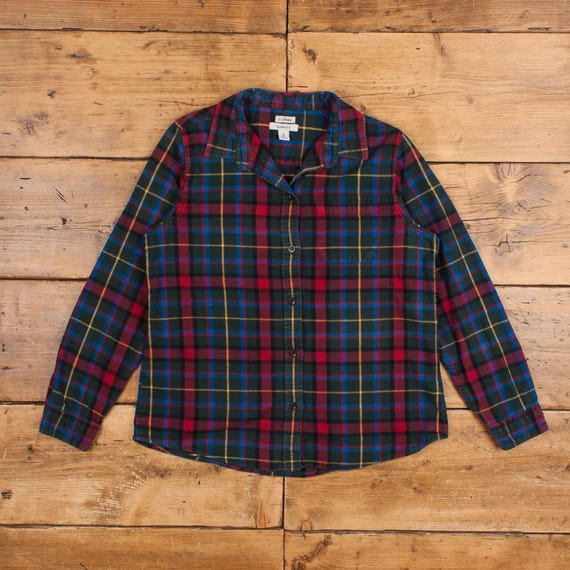 Vintage L.l.bean Flannel Shirt Button M 90s Tartan Womens