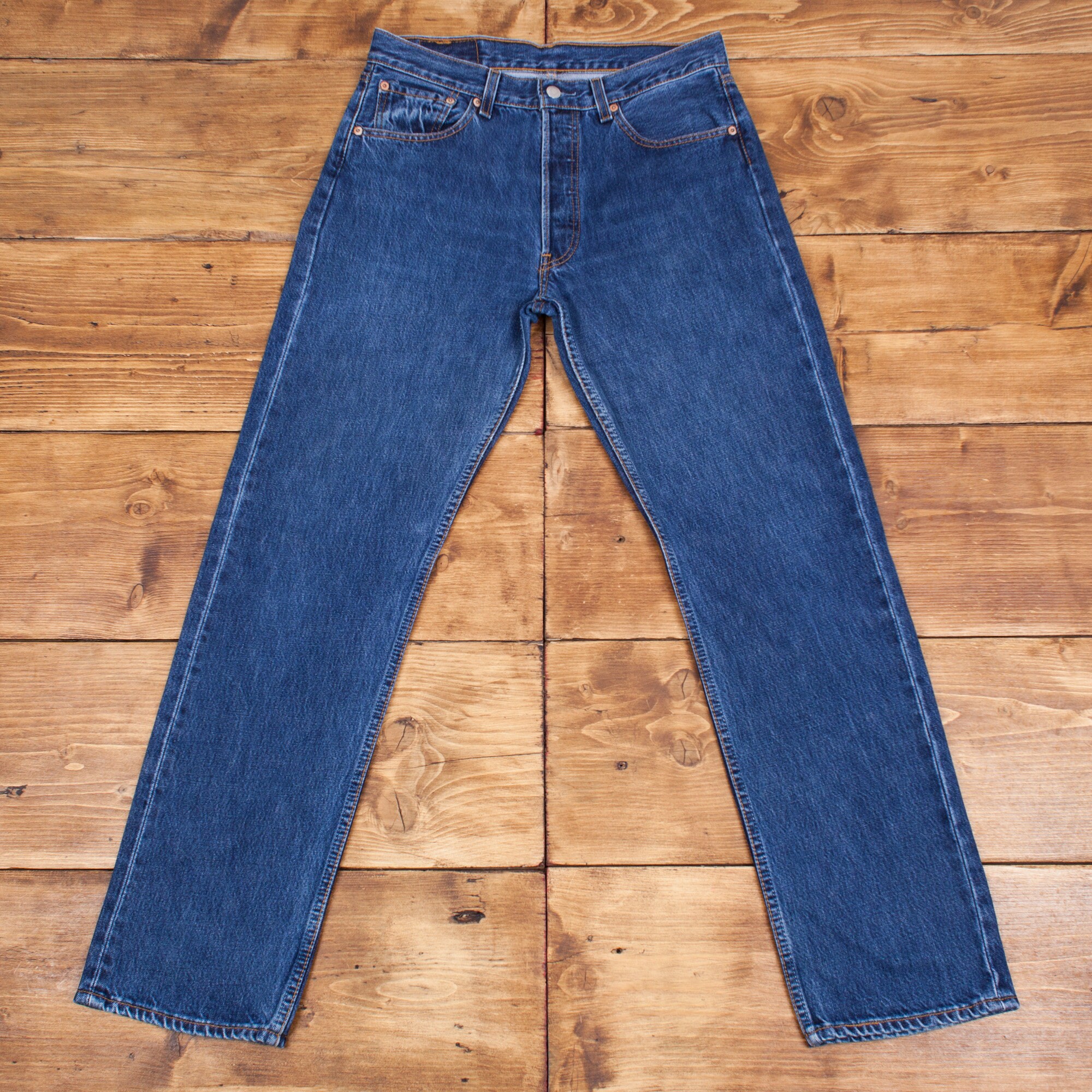 Vintage 90s Levis Levi 501 Dark Blue Straight Leg Denim Jeans | Etsy