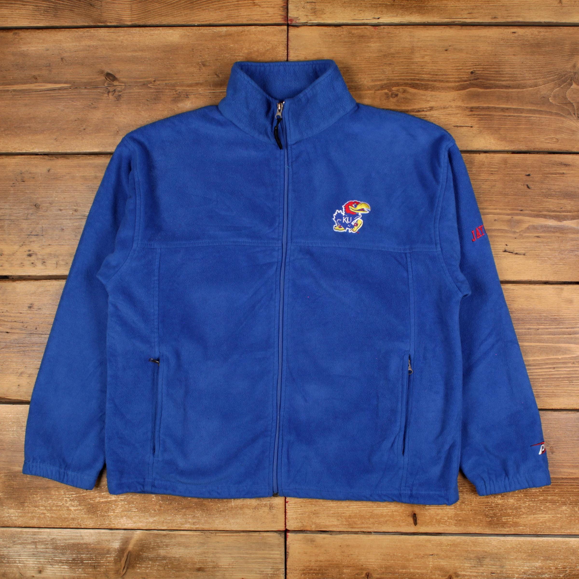 Vintage Pro Player Outdoor Jacket L Kansas Jayhawks Fleece Blue