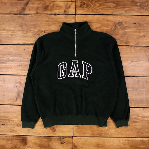 Vintage GAP Logo Sweatshirt L 90s Fleece Mock Neck 1/4 Zip Mens