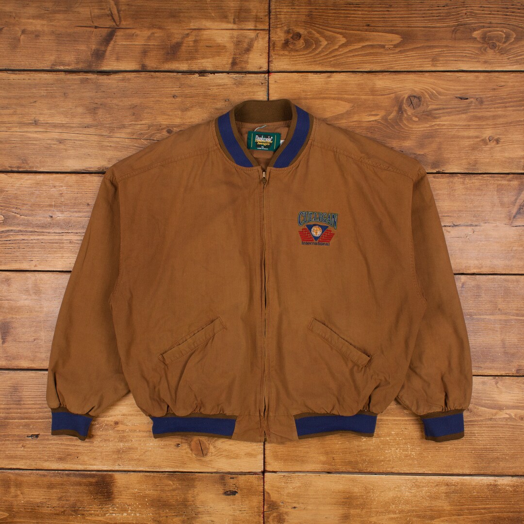 Vintage 90'S Dunbrooke denim varsity jacket, size M, men's cotton blue type Vintage Second Hand