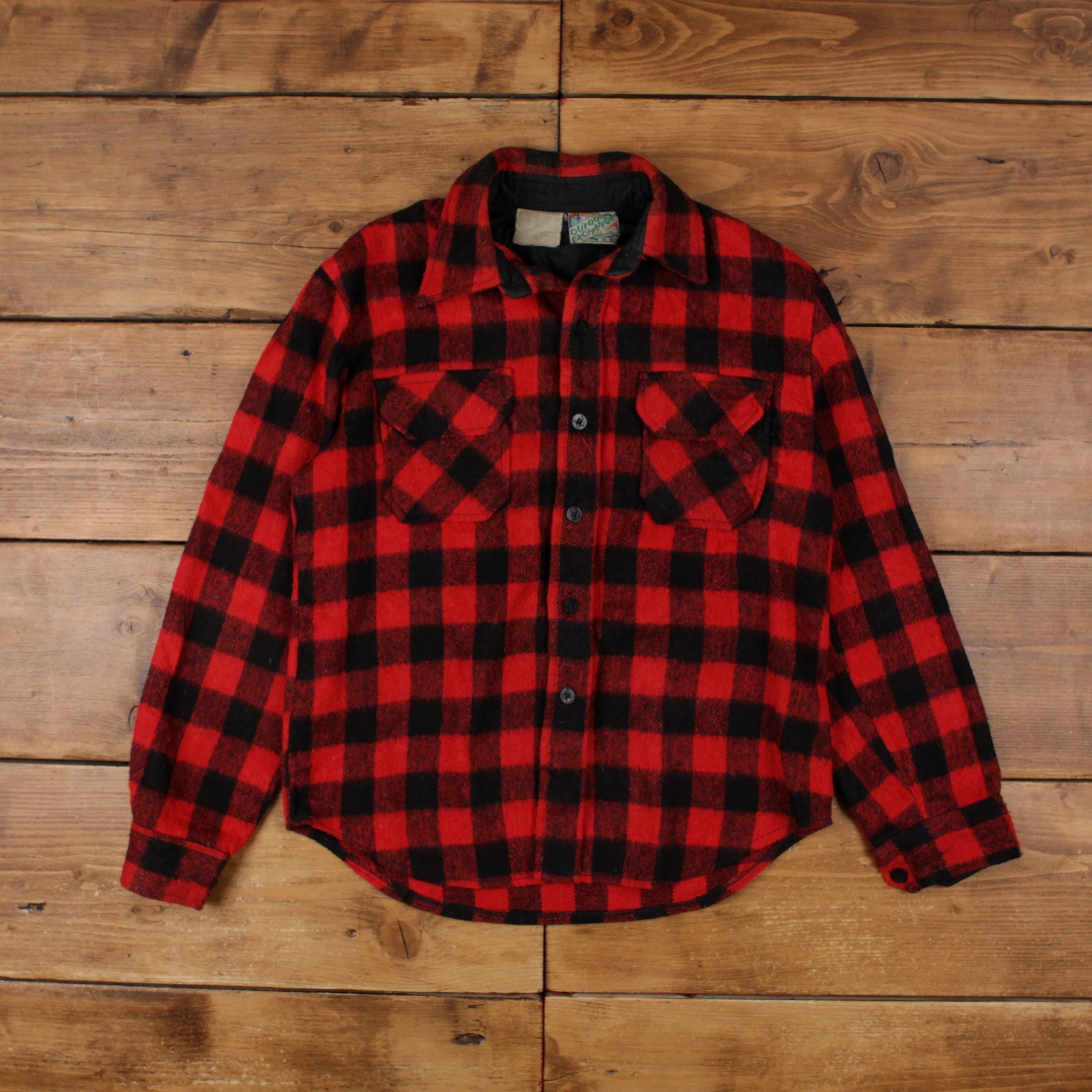 Vintage Outdoor Exchange Check Shirt Button M 80s Buffalo Plaid