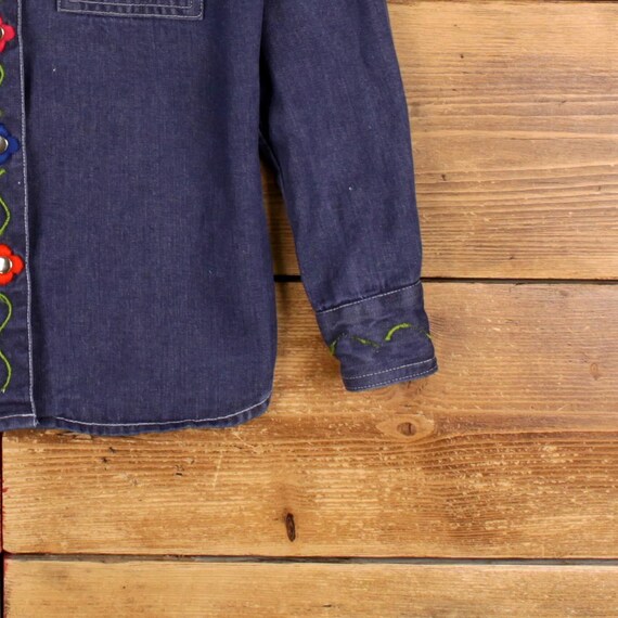 【HI FI FNK】Mu Vintage Snap Denim Vintage Kmart Denim Shirt Snap S 70s Embroidered Patchwork