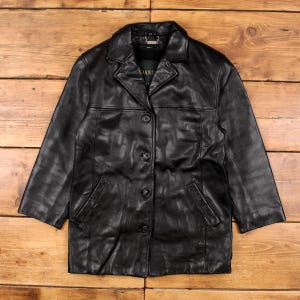 Vintage Danier Leather Jacket M Blazer Car Coat Black Womens