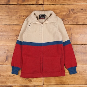 Vintage Outlander Full Zip Jumper Maglione M anni &#39;90 Color Block Womens Zip Wool