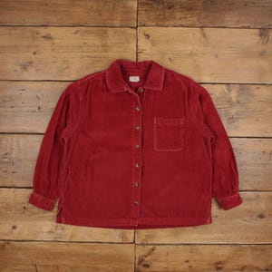 Vintage L.L.Bean Corduroy Shirt Button XL 90s Womens Long Sleeve Red Solid