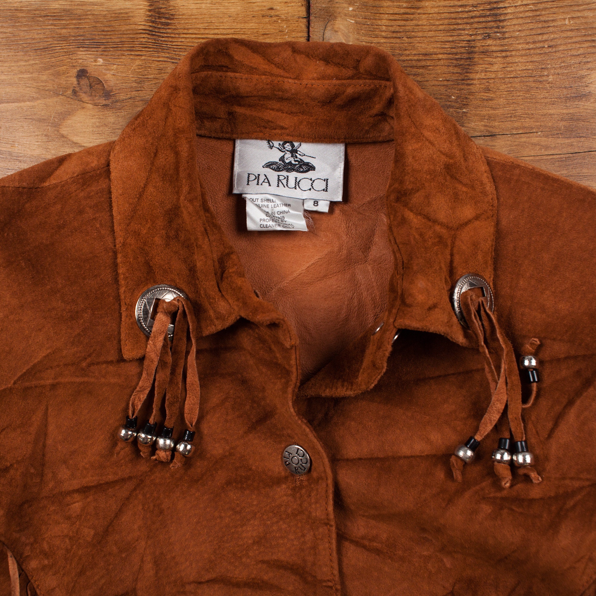 Vintage Pia Rucci Leather Jacket M Suede Cowboy Western 