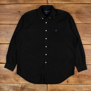Ralph Lauren Blake Shirt L Mens Button Two Ply Cotton Preppy Ivy Oxford Black