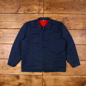 Vintage Workwear Jacket XL 90s Quilt Lined Mechanic USA Made Blue