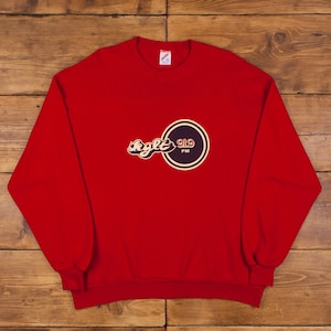 Vintage Jerzees Graphic Sweatshirt XL Slim 90s USA Made Radio 50/50 Red Jumper