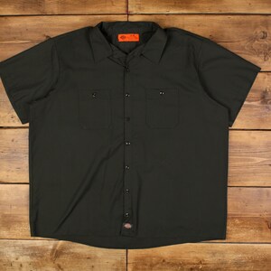 Vintage Dickies Workwear Shirt Button 4XL Mens Short Sleeve Green Solid