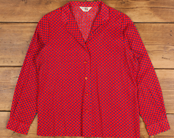 Vintage Sears Camisa Casual Botón M 70s The Fashion Place Mujer Manga Larga