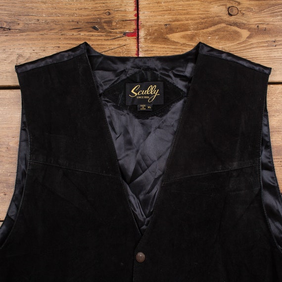 Vintage Scully Suede Gilet XL 90s Vest Black Snap - image 4
