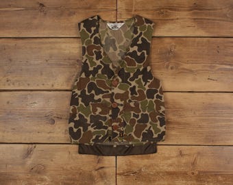 Vintage Duxbak Canvas Hunting Vest: Leather Shoulder Patches