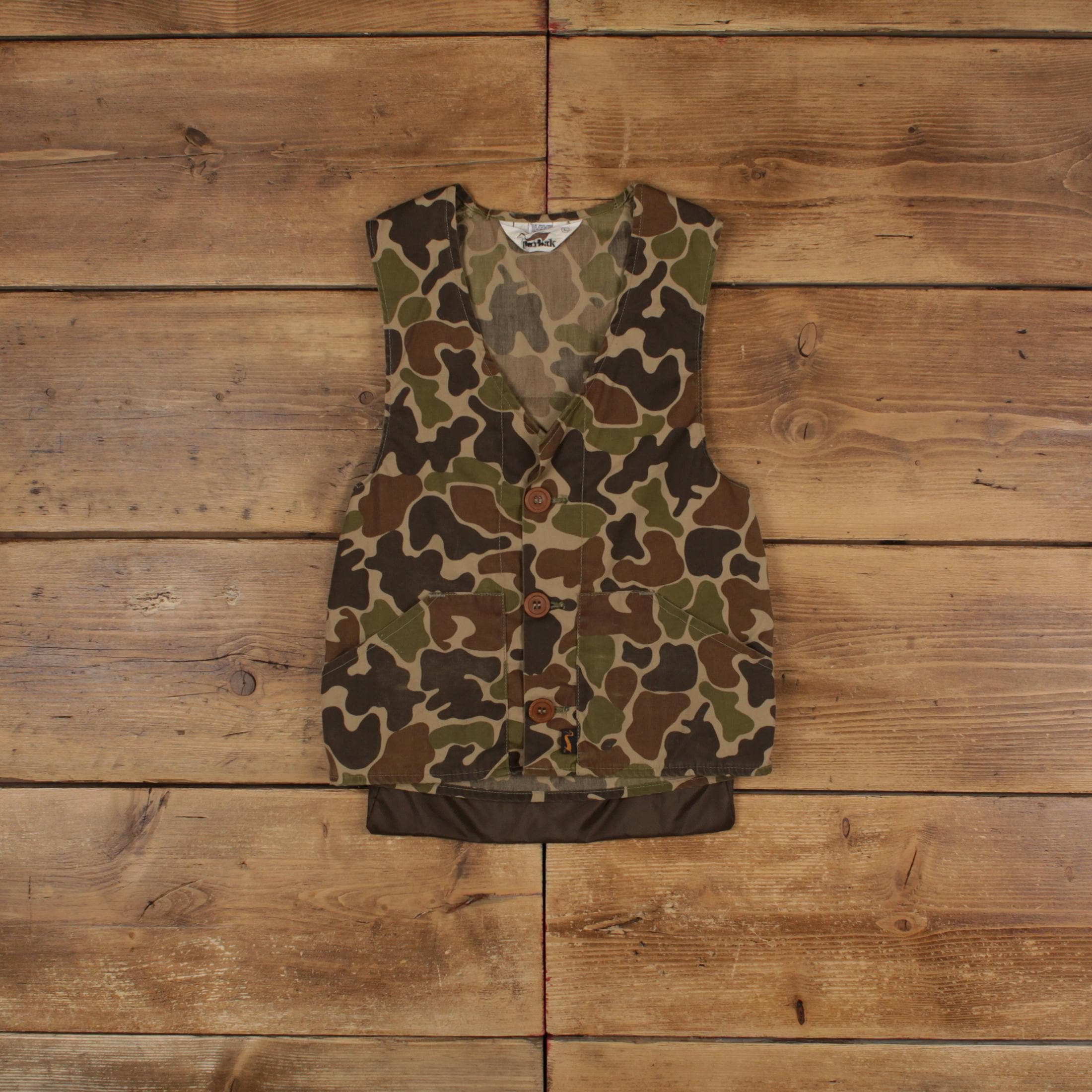Vintage Duxbak Outdoor Gilet L Hunting Camouflage Green Womens